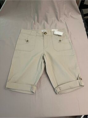 Charter Club Beige Roll-Cuff Bermuda Shorts